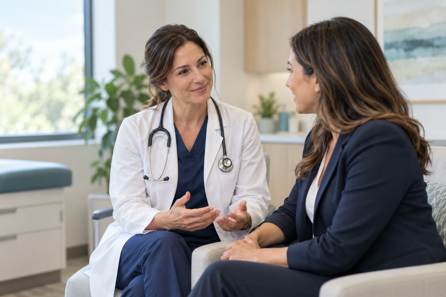 A doctor discussing care with an adult patient